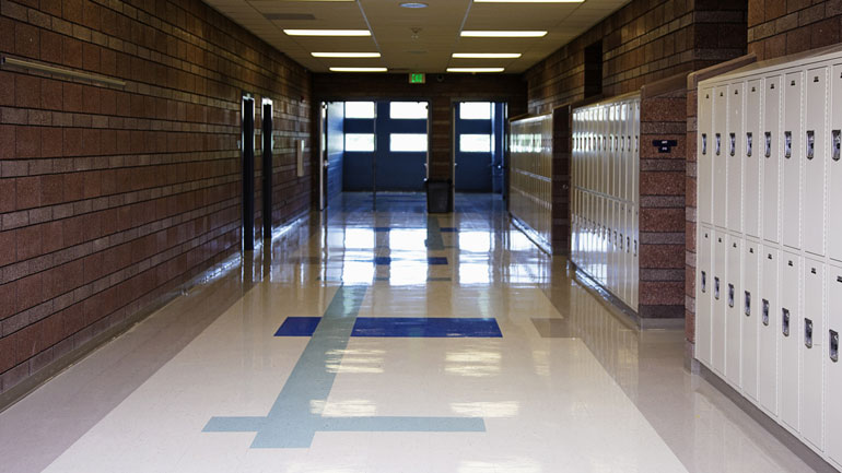 School hallway with lockers