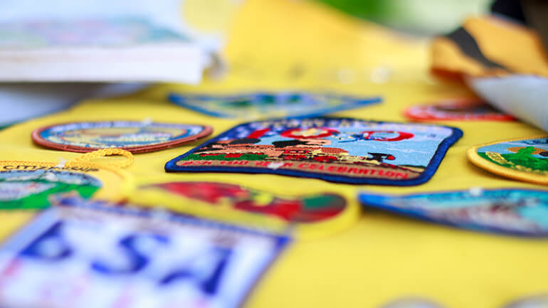 Boy scout sash with badges