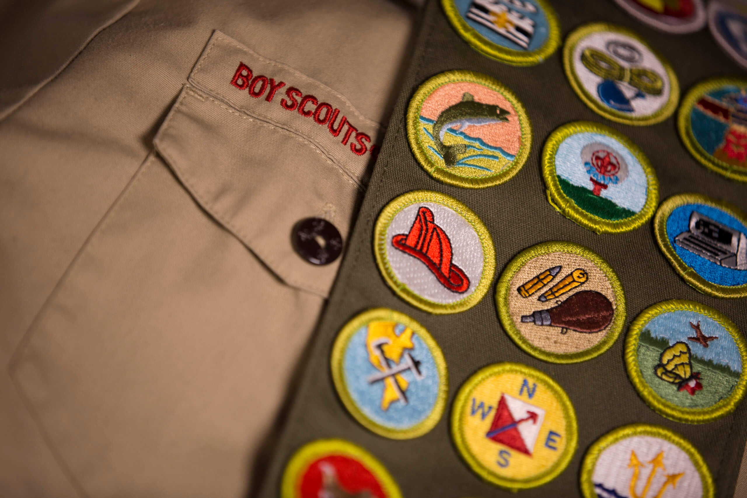 Boy Scouts uniform and badges.