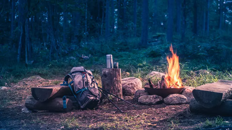Outdoors camp fire